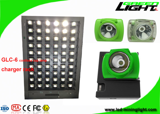 GLC-6 Tek Taraflı 60 Adet Akülü LED Madenciler Kapaklı Lamba Şarj İstasyonu 110V-240V