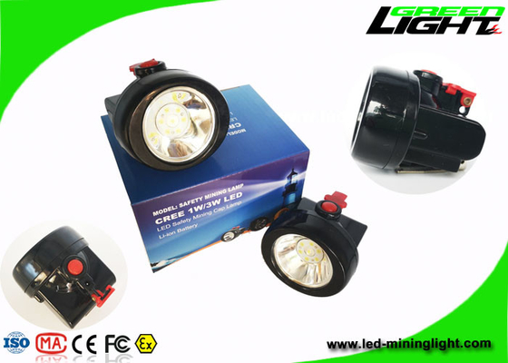 4000lux Su Geçirmez Akülü Madencilik Kapağı Lambası 1 Watt Şarj Edilebilir 2.8Ah Pil Kapasitesi Mini Madenci Far