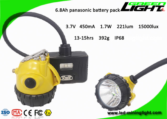 450mA 221lum 15000lux LED Madencilik Kapağı Lambası 6.8Ah 3.7V Led Madencilik Farı