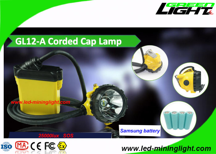 Kablo Sertleştirilmiş Camlı Tek Tasarım 25000 Lux Cree LED Madenciler Hafif Darbeye Dayanıklı
