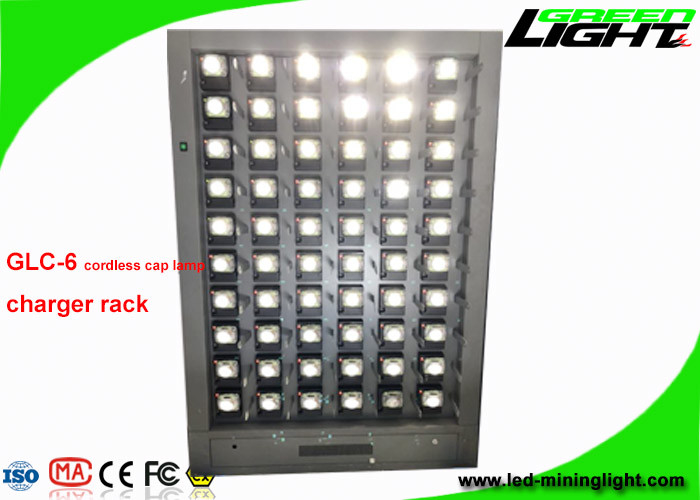 GLC-6 Tek Taraflı 60 Adet Akülü LED Madenciler Kapaklı Lamba Şarj İstasyonu 110V-240V